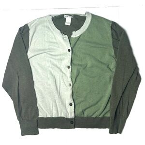 Orvis Women’s XL Button Up Cardigan Sweater 100% Cotton‎ Granny Grandpa Green